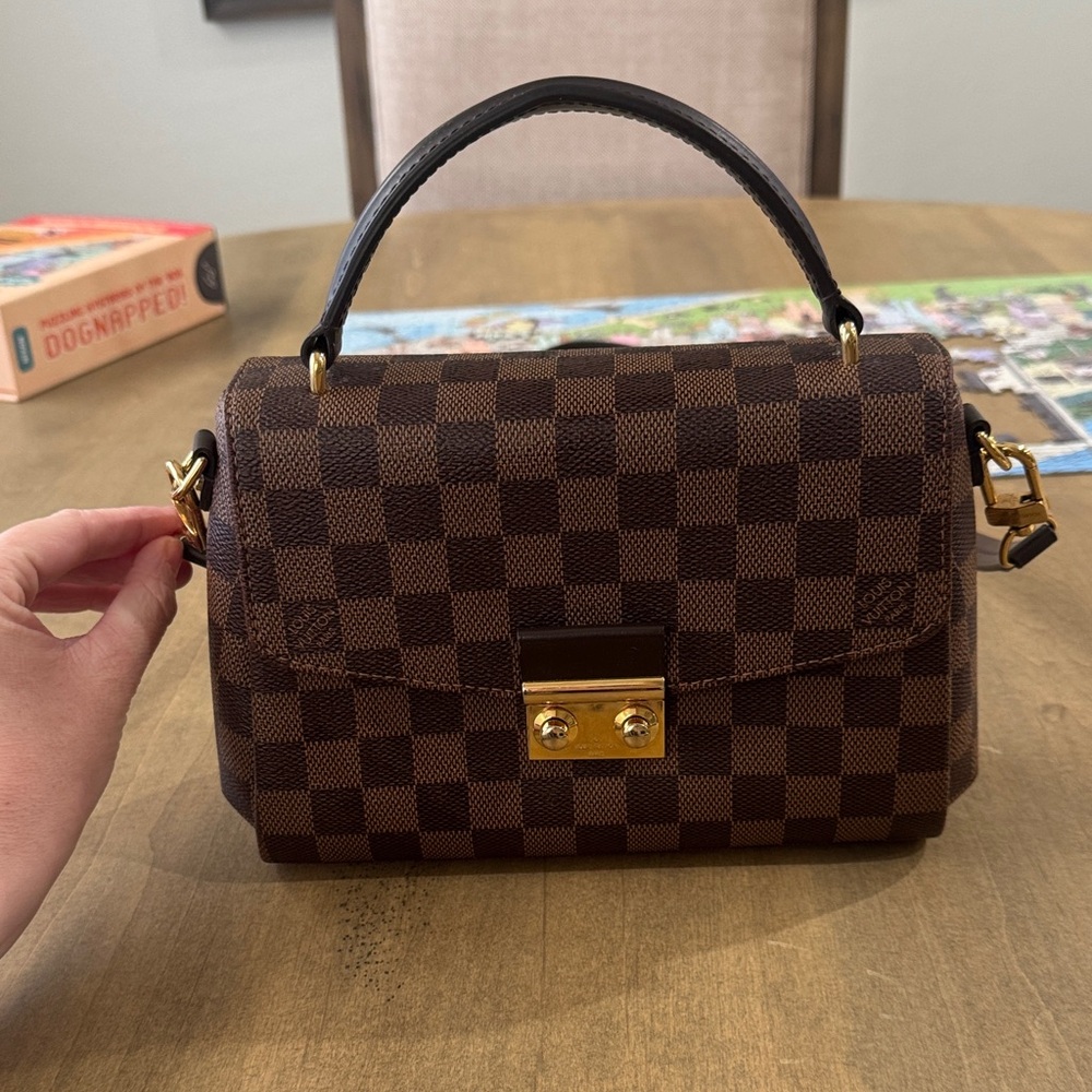 Brown Checkered Handbag